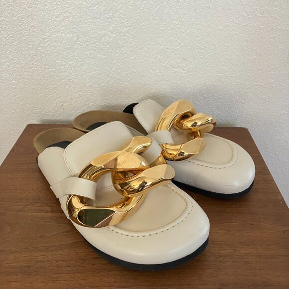JW Anderson White Gold Chain Mule Clogs - Picture 2 of 9
